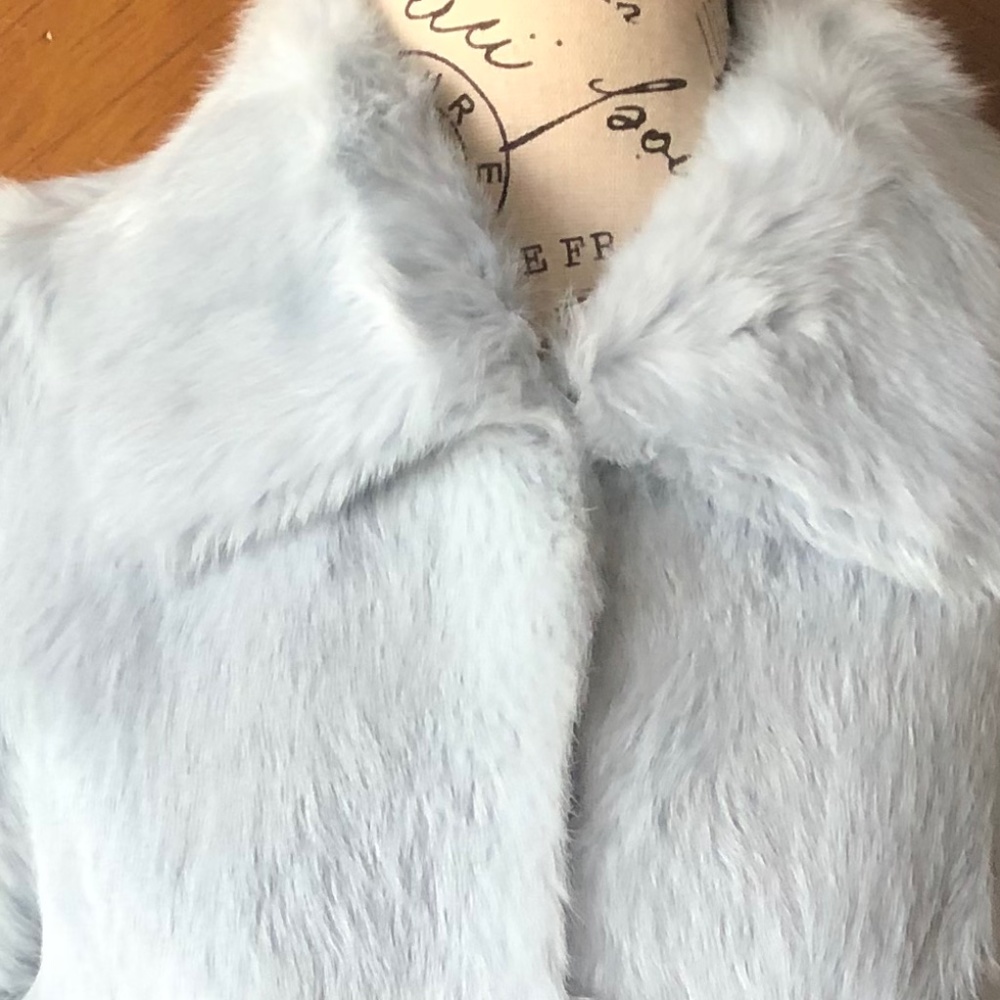 Gorgeous Stunning Ice Blue Rabbit Fur Coat Awesome Beautiful Warm Coat Jacket - Picture 7 of 7